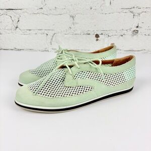 Rebecca Minkoff Winter Mint Blue Sylvie Perforated Mesh Lace Loafer Sneakers 6.5